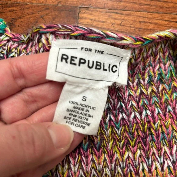 For The Republic Multicolor Rainbow V-Neck Sweater - Picture 4 of 9